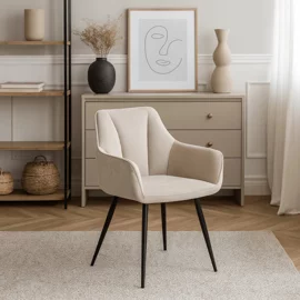Scaun Narnia, 56x50x85 cm, Structura Metalica, Stofa Crem