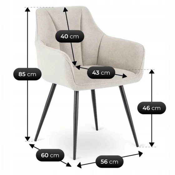 Scaun Narnia, 56x50x85 cm, Structura Metalica, Stofa Crem picture - 6