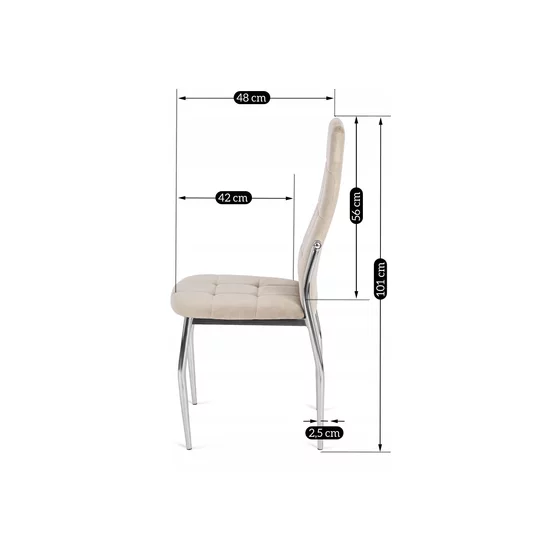 Scaun Noble, 46x48x101 H CM, Structura metalica, Crom/Beige picture - 10