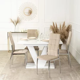 Scaun Noble, 46x48x101 H CM, Structura metalica, Crom/Beige