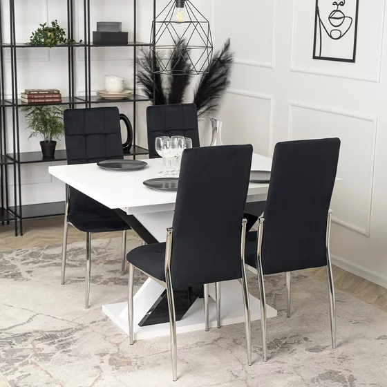 Scaun Noble, 46x48x101 H CM, Structura metalica, Crom/Negru picture - 2