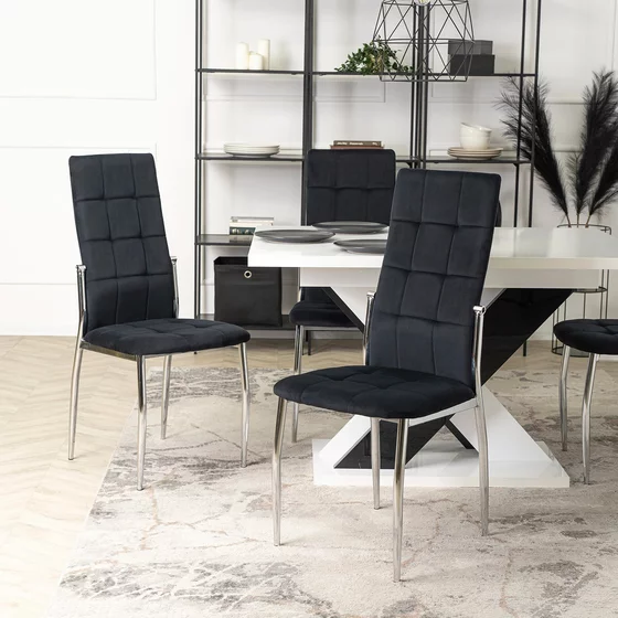 Scaun Noble, 46x48x101 H CM, Structura metalica, Crom/Negru picture - 3