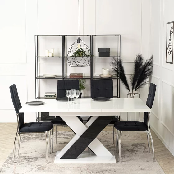 Scaun Noble, 46x48x101 H CM, Structura metalica, Crom/Negru picture - 6