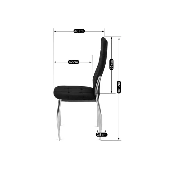 Scaun Noble, 46x48x101 H CM, Structura metalica, Crom/Negru picture - 11