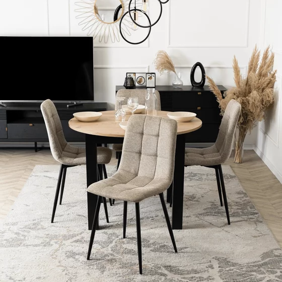 Scaun Popy 2, 43x52x90,5 H CM, Structura metalica, Negru/Bej picture - 3