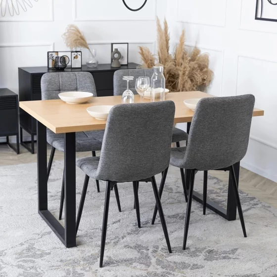 Scaun Popy 2, 43x52x90,5 H CM, Structura metalica, Negru/Gri picture - 4