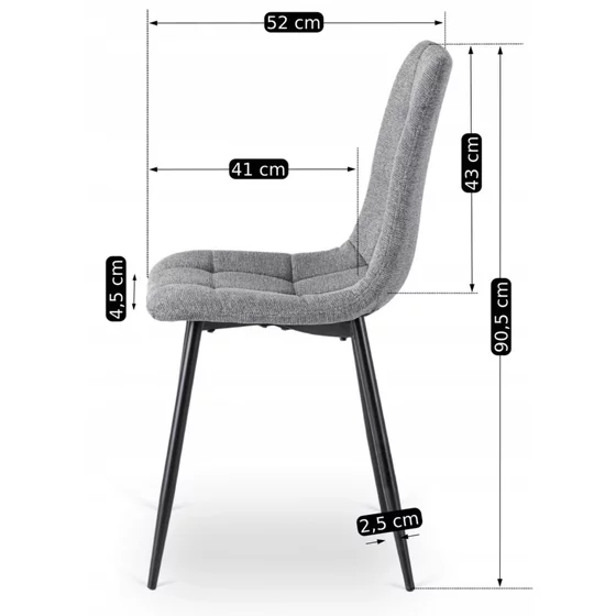 Scaun Popy 2, 43x52x90,5 H CM, Structura metalica, Negru/Gri picture - 10