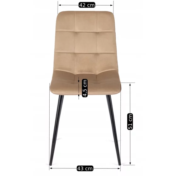 Scaun Popy, 43x52x90,5 H CM, Structura metalica, Catifea Bej picture - 7