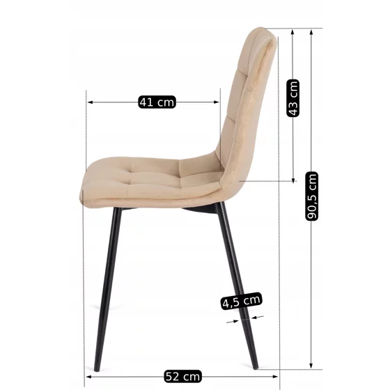 Scaun Popy, 43x52x90,5 H CM, Structura metalica, Catifea Bej picture - 8
