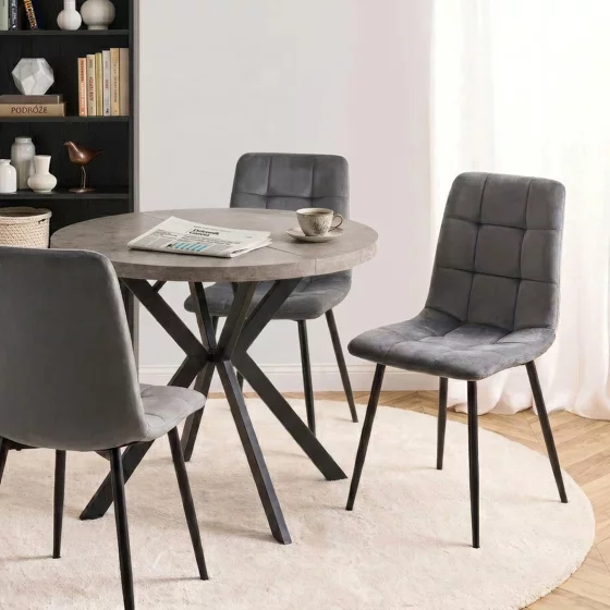 Scaun Popy, 43x52x90,5 H CM, Structura metalica, Catifea Gri picture - 3