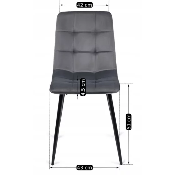 Scaun Popy, 43x52x90,5 H CM, Structura metalica, Catifea Gri picture - 6