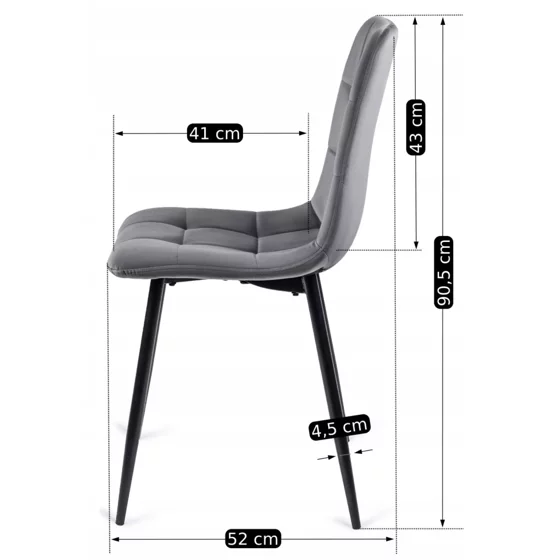 Scaun Popy, 43x52x90,5 H CM, Structura metalica, Catifea Gri picture - 7