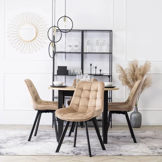 Scaun Rivulus, 53x59x87 h cm, Catifea Beige picture - 2