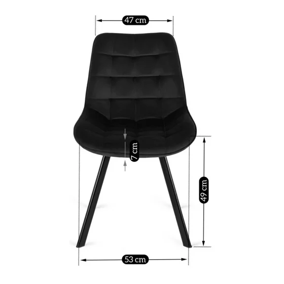 Scaun Rivulus, 53x59x87 h cm, Catifea Neagra picture - 6