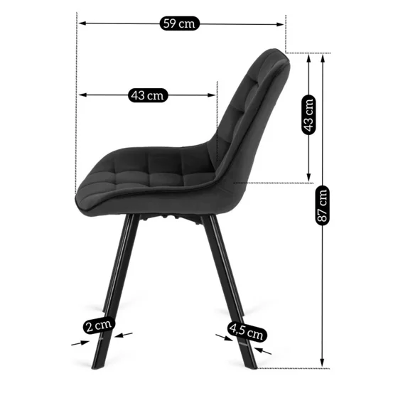 Scaun Rivulus, 53x59x87 h cm, Catifea Neagra picture - 7