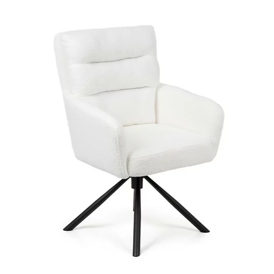 Scaun Rotativ Enzo, 60x60x92 h cm, Stofa tip Boucle, Alb picture - 1