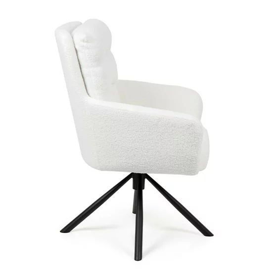 Scaun Rotativ Enzo, 60x60x92 h cm, Stofa tip Boucle, Alb picture - 4