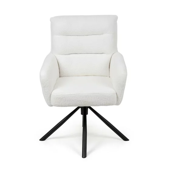Scaun Rotativ Enzo, 60x60x92 h cm, Stofa tip Boucle, Alb picture - 2