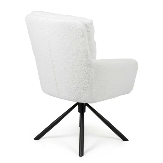 Scaun Rotativ Enzo, 60x60x92 h cm, Stofa tip Boucle, Alb picture - 3