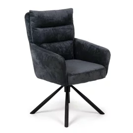 Scaun Rotativ Enzo, 60x60x92 h cm, Stofa, Gri Inchis