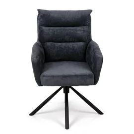 Scaun Rotativ Enzo, 60x60x92 h cm, Stofa, Gri Inchis