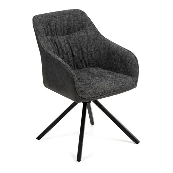 Scaun Rotativ Loren, 54x55x68 h cm, Stofa, Negru/Gri Inchis picture - 1