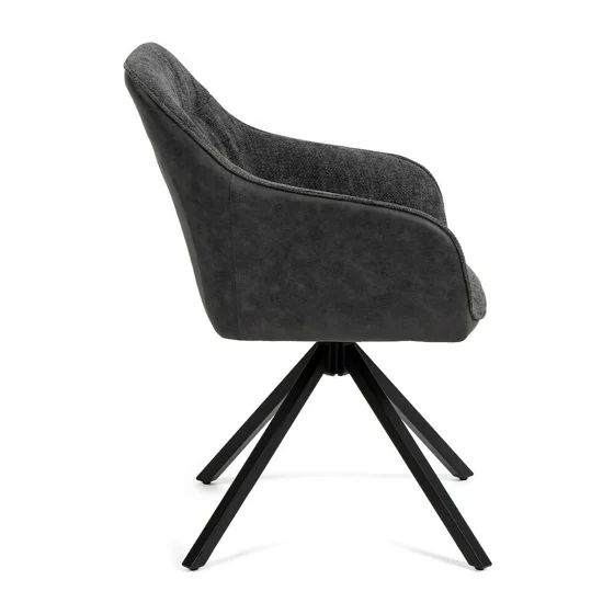 Scaun Rotativ Loren, 54x55x68 h cm, Stofa, Negru/Gri Inchis picture - 7