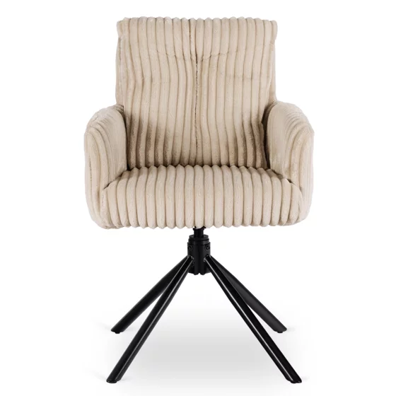 Scaun Rotativ Janeiro, 61x70x90 h cm, Stofa Raita, Beige picture - 5