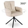 Scaun Rotativ Janeiro, 61x70x90 h cm, Stofa Raita, Beige picture - 1