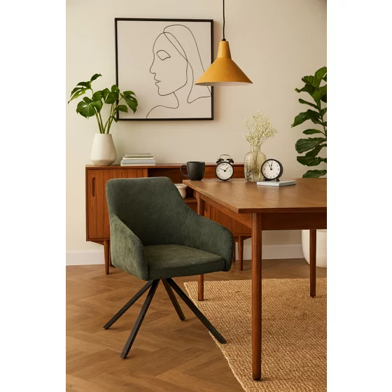 Scaun Rotativ Loren, 54x55x68 h cm, Stofa Raiata, Verde picture - 9