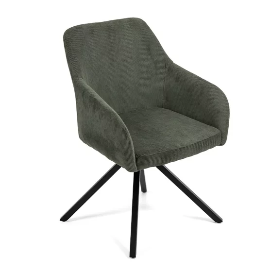 Scaun Rotativ Loren, 54x55x68 h cm, Stofa Raiata, Verde picture - 1