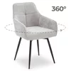 Scaun Rotativ Lotso, 60x60x90 h cm, Structura Metalica, Sezut si Spatar Tapitate cu Stofa Gri picture - 2