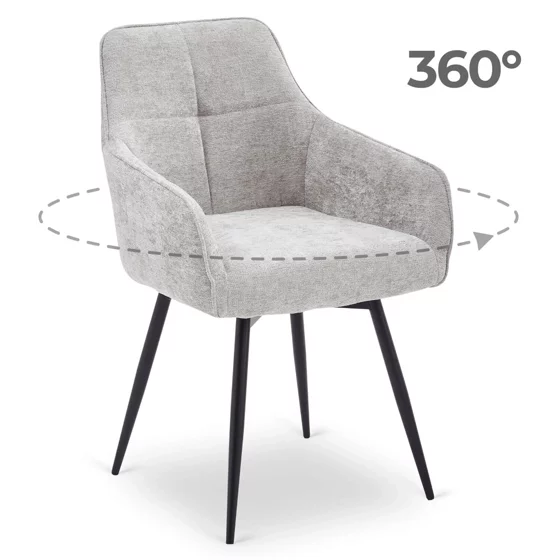 Scaun Rotativ Lotso, 60x60x90 h cm, Structura Metalica, Sezut si Spatar Tapitate cu Stofa Gri picture - 2