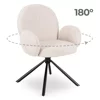 Scaun Rotativ Moscon, 68x57x90 h cm, Structura Metalica, Sezut si Spatar Tapitate cu Stofa Boucle Crem picture - 4