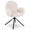 Scaun Rotativ Moscon, 68x57x90 h cm, Structura Metalica, Sezut si Spatar Tapitate cu Stofa Boucle Crem picture - 1