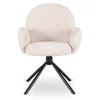 Scaun Rotativ Moscon, 68x57x90 h cm, Structura Metalica, Sezut si Spatar Tapitate cu Stofa Boucle Crem picture - 2
