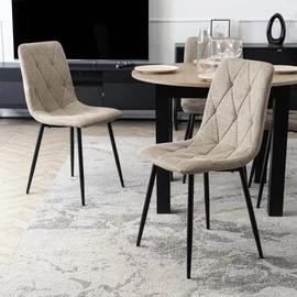 Scaun Ruen 2, 48x57x90 H CM, Structura metalica, Negru/Bej