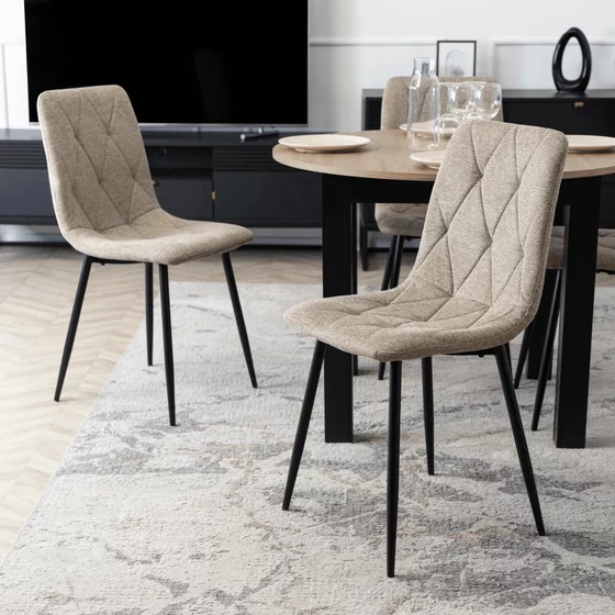 Scaun Ruen 2, 48x57x90 H CM, Structura metalica, Negru/Bej picture - 2