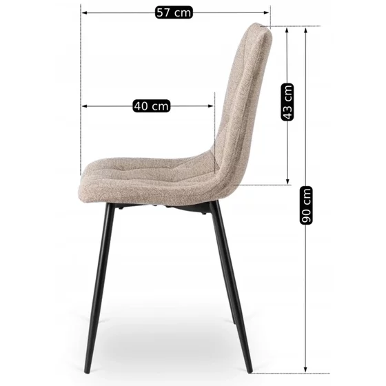 Scaun Ruen 2, 48x57x90 H CM, Structura metalica, Negru/Bej picture - 9