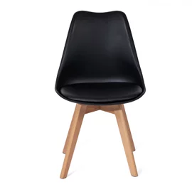 Scaun Scandino, 57x50x82 cm, Lemn/Polipropilena, Natur/Negru