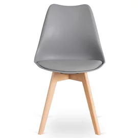 Scaun Skip, 44x48x81.5 h cm, Lemn/Polipropilena/Piele Ecologica, Gri