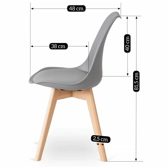 Scaun Skip, 44x48x81.5 h cm, Lemn/Polipropilena/Piele Ecologica, Gri picture - 4