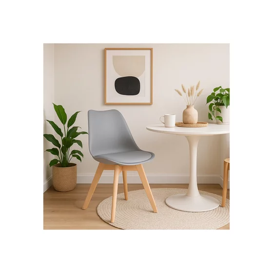 Scaun Skip, 44x48x81.5 h cm, Lemn/Polipropilena/Piele Ecologica, Gri picture - 7