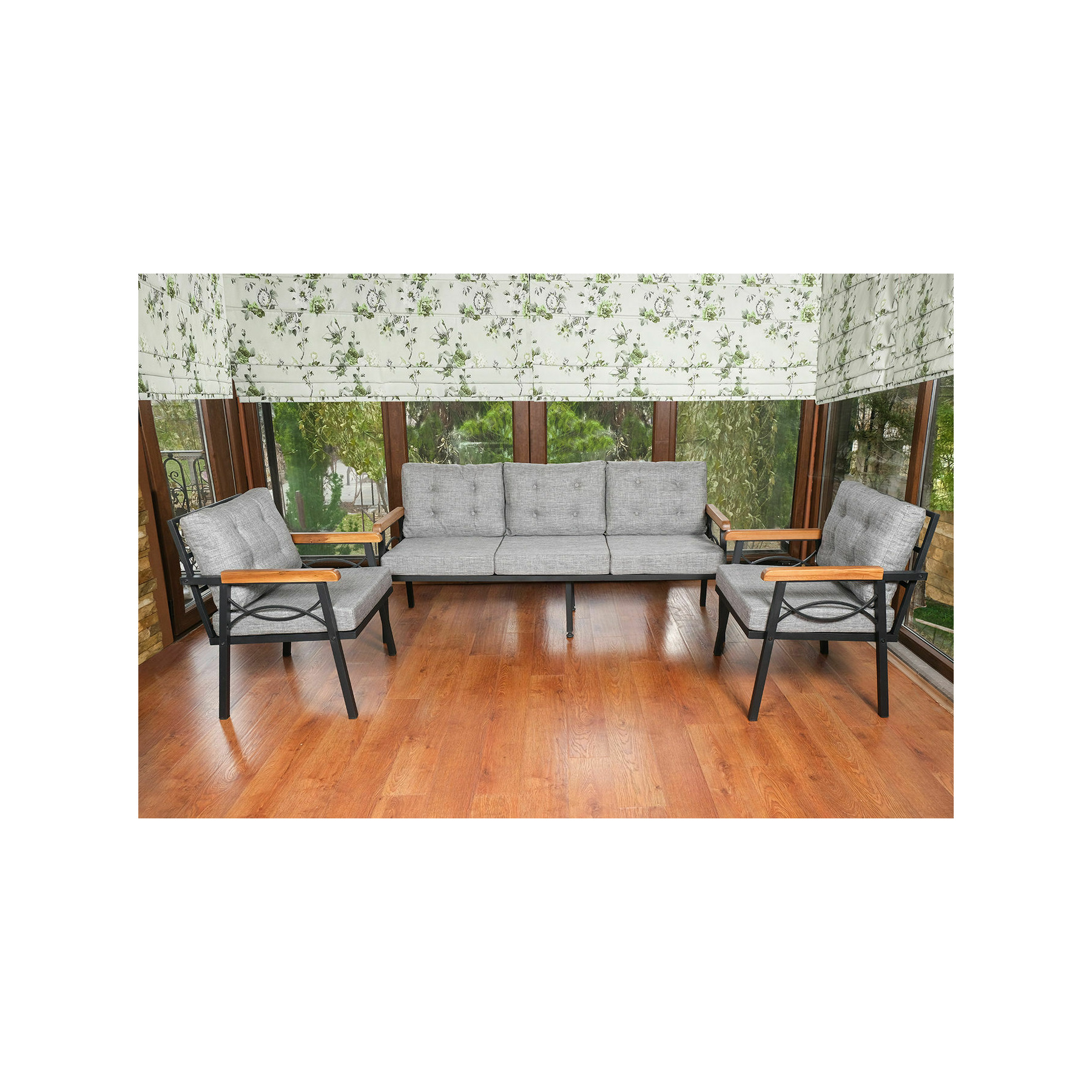 Sert de gradina/terasa dalma, 185x57x83 cm, negru/gri
