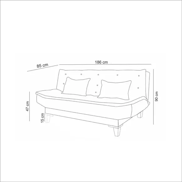 Set Canapea Extensibila, 186x85x86 cm + Fotoliu Santo - Stofa Cream picture - 14