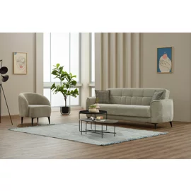 Set Canapea Extensibila Touch cu 2 Fotolii, 230x82x80 cm, Stofa,Gri