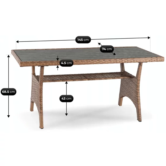 Set De Gradina Cortado,  230x175x86 h cm, Ratan Sitetic, Maro/Gri picture - 10