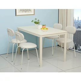 Set Masa Andes + 4 Scaune Jord, 120x75x75 h cm, Metal/Pal Melaminat, Crem/Crem