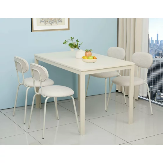 Set Masa Andes + 4 Scaune Jord, 120x75x75 h cm, Metal/Pal Melaminat, Crem/Crem picture - 1