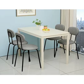 Set Masa Andes + 4 Scaune Jord, 120x75x75 h cm, Metal/Pal Melaminat, Crem/Gri